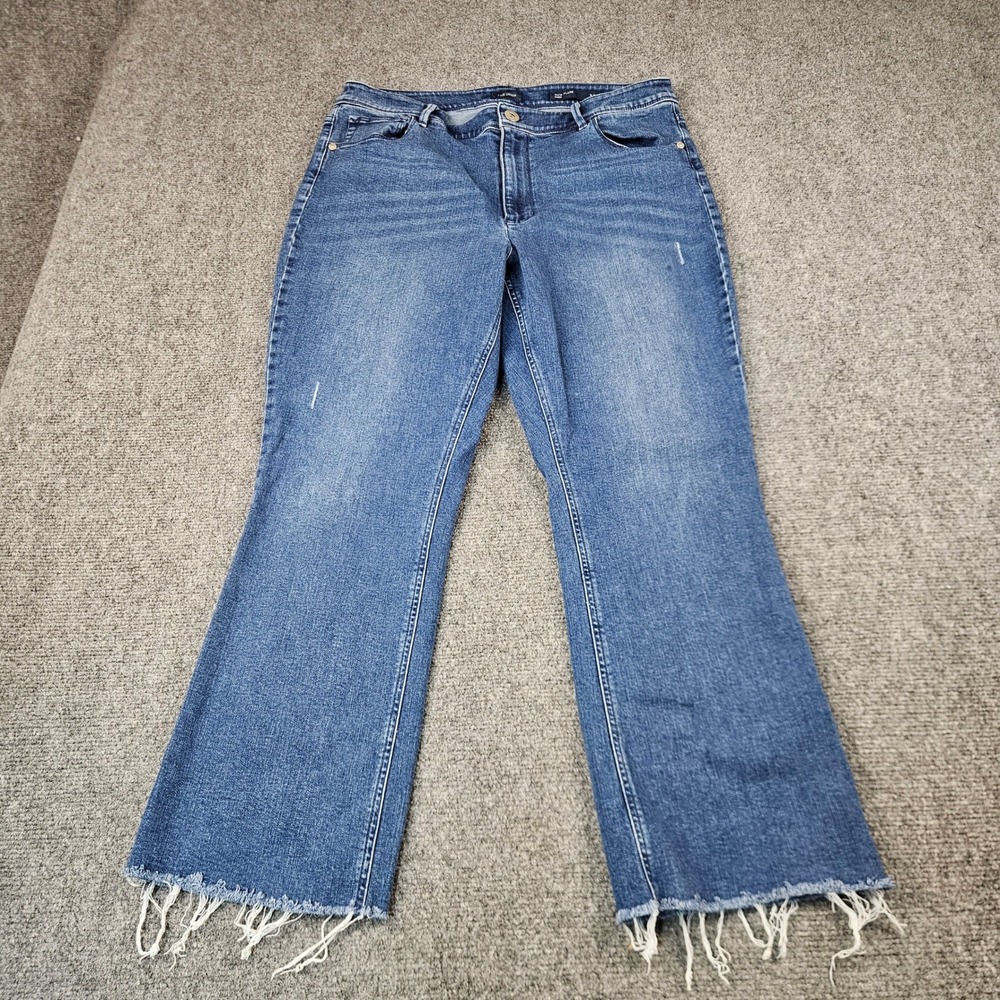 J.‎ Jill Denim Kick-Flare Ankle Jeans Blue Medium Wash Raw Hem Womens 14
